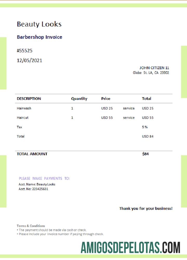 Fatura de beleza dos EUA modelo